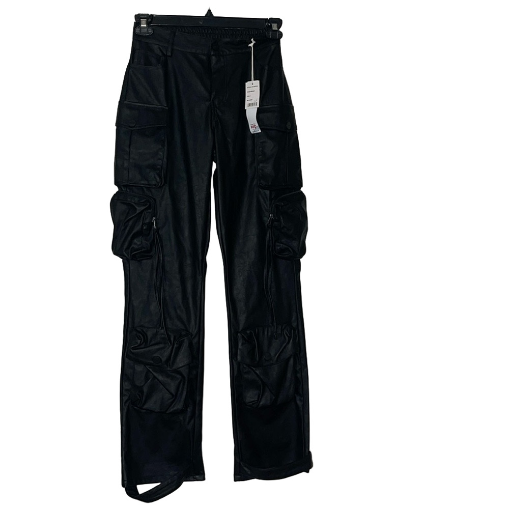 NWT Smoke Rise Red -black leather feel pants S